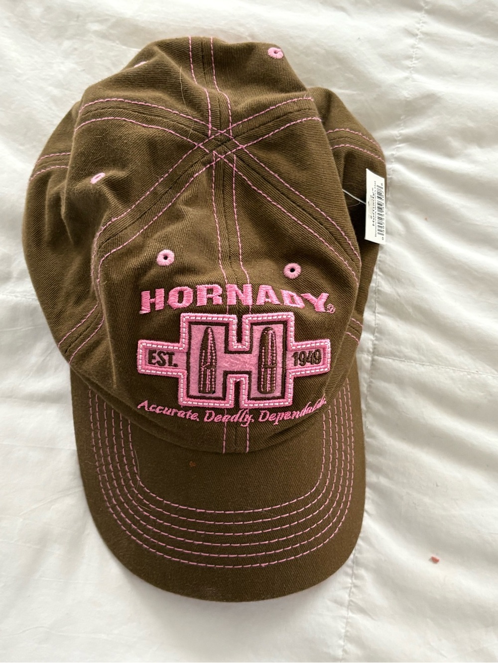 Women's Brown Cap with Pink Stitching